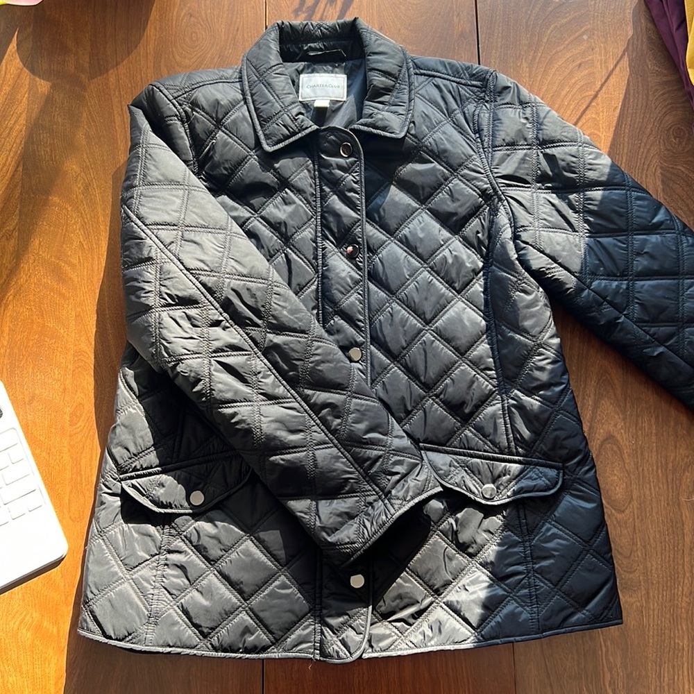 Charter club black puff jacket light weight